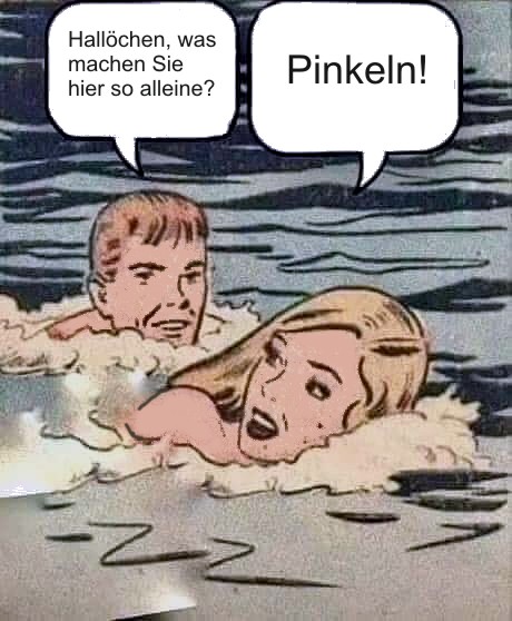 im Wasser pinkeln